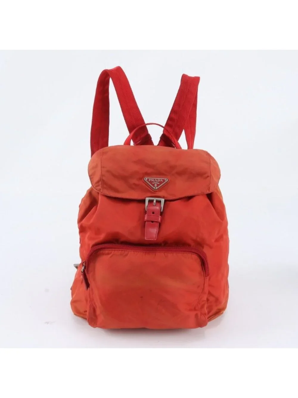 Prada Tessuto Nylon Triangle Logo Leather Backpack Shoulder Bag